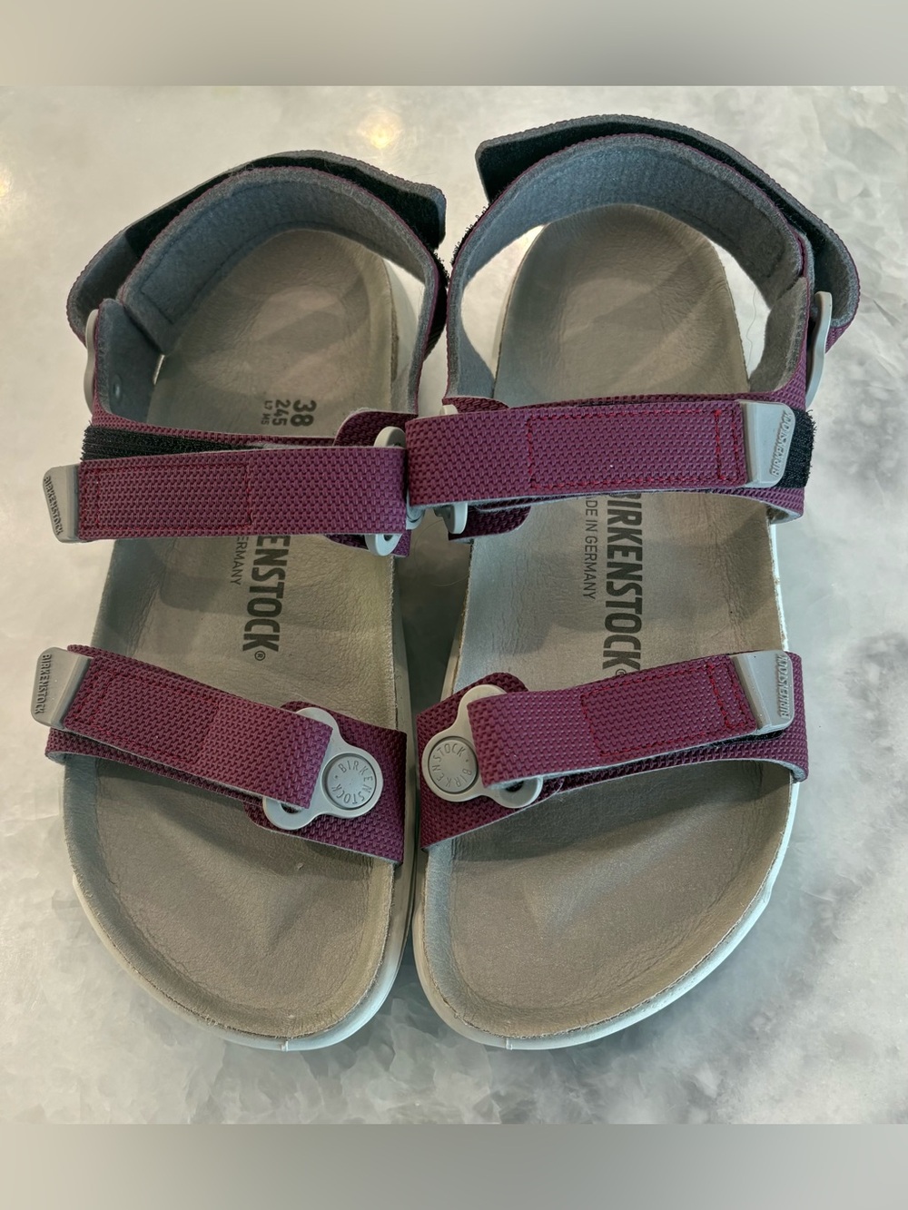 Birkenstock Burgundy Adjustable Strap Sandals size 38
